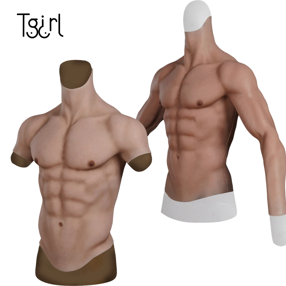 

Tgirl Light Silicone Upgraded Muscle Suit With Makeup For Cosplay Halloween Costume Realistic Artificial Fake Belly Muscle