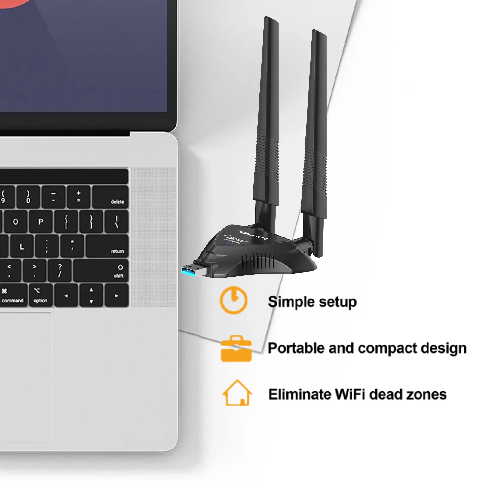 픽스링크 1800Mbps WiFi6 확장기 증폭기 리피터 |   듀얼 밴드 2.4G/5GHz 무선 신호 증폭기(2개 안테나 포함) UE09AX