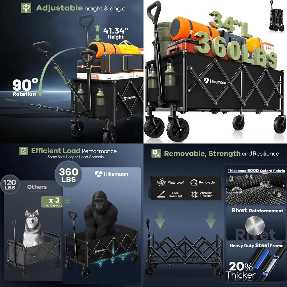 

Удлиненная складная универсальная тележка 34 — вместимость 360 фунтов, складная пляжная тележка для улицы, покупок и многого другого