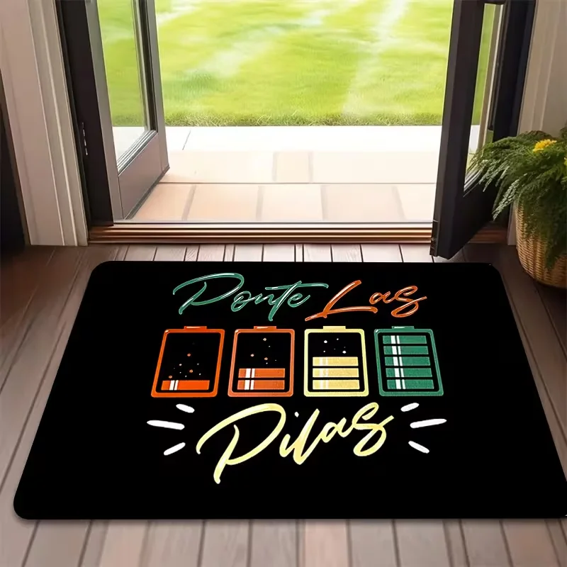 Ponte Las Pilas - Tapete de entrada con diseño divertido de batería, antideslizante, con cita original, para la entrada principal