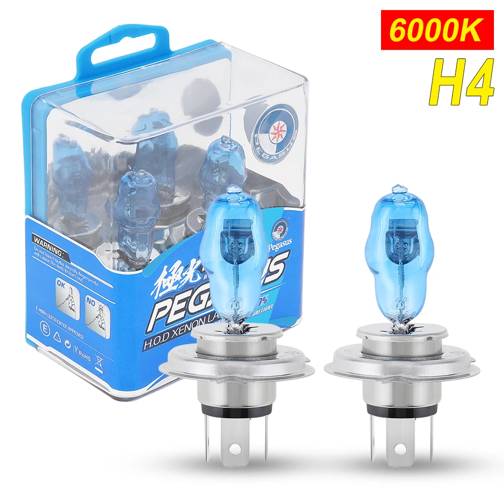 H4 Car Halogen Lamp Universal 12V White or Yellow Light Super Bright Auto Front Headlight  Waterproof Fog Bulb Car Light Source