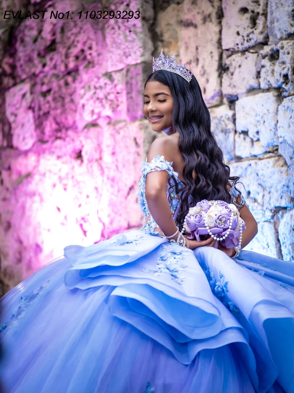 EVLAST Customized 2026 Lilac Ball Gown Quinceanera Dress Applique Crystal Beaded Tiered Sweet 16 Vestidos De 15 Anos E1QN359