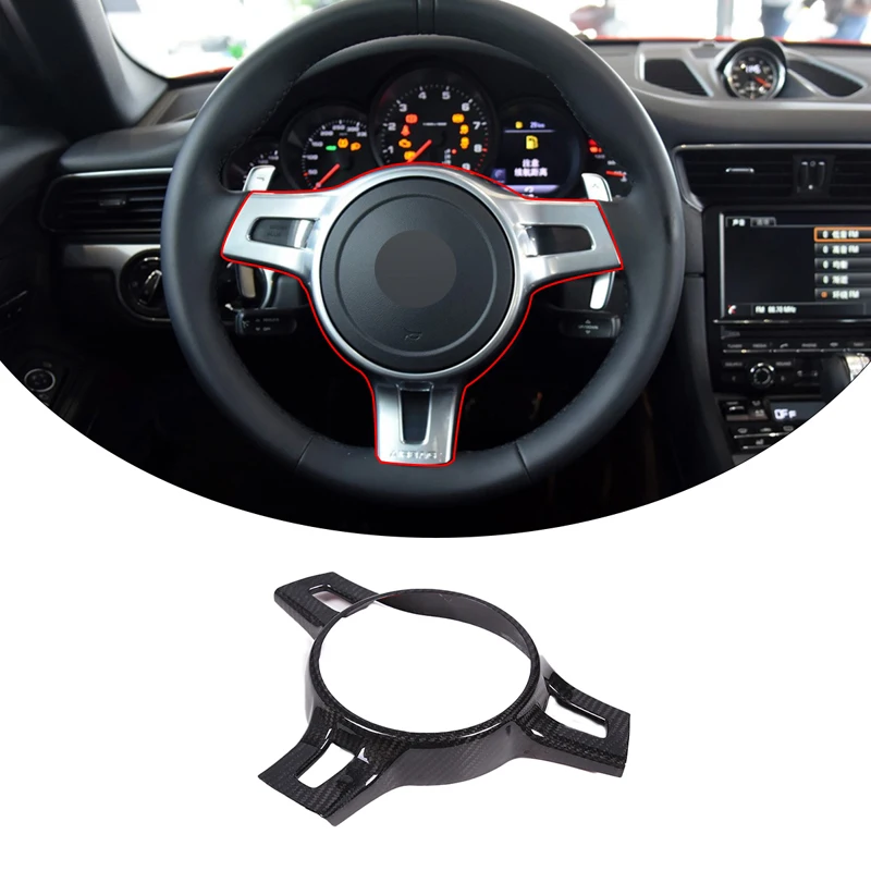 

Real Carbon Fiber Car Steering Wheel Decorative Frame Cover For Porsche 911 Panamera Cayman Boxster 2010-2015 Auto Accessories