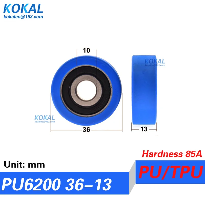 [PUd10] 1PCS TPU 6000RS 6200 ball bearing cash counting machine sliding drawer roller wheels OD 30/32/35/40mm PU rubber roller