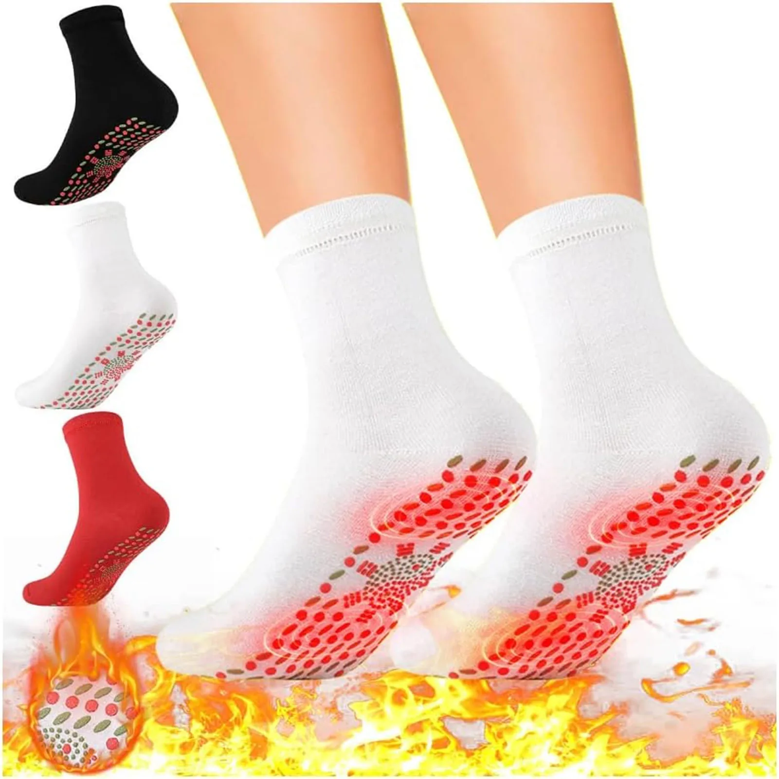 1 Pair Wormwood Self-Heating Socks Far-infrared Anion Massage Anti-cold Health Socks for Men Women Feet Warmer Socks For Winter