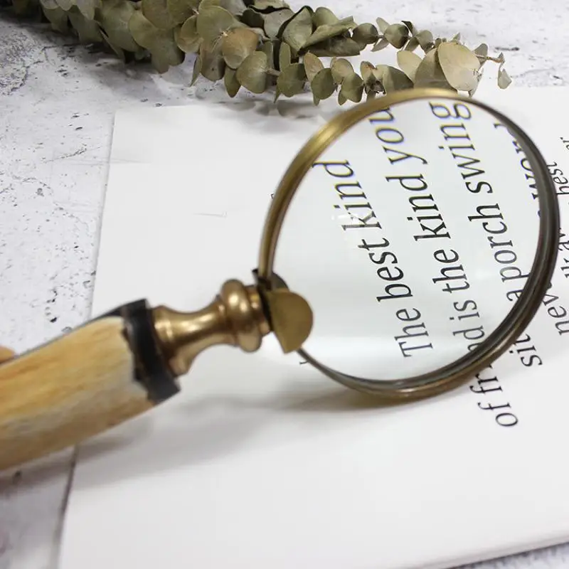 Handmade Brass Horn Magnifying Glass Crafts Measuring Drawing Reading Jewelry Identification Gift Retro Nostalgic 10X Hd