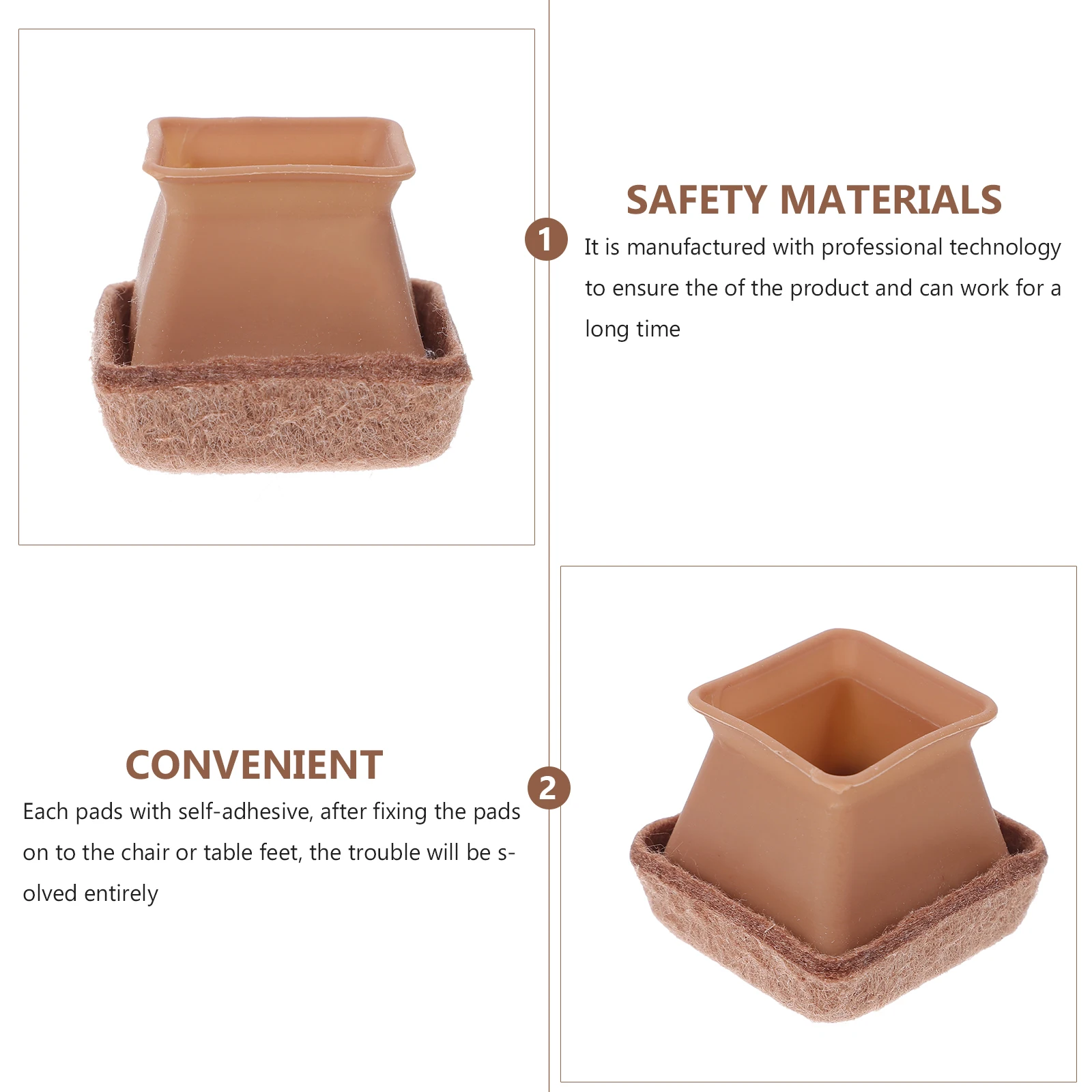 

4 Pcs Foot Pads Table and Chair Mats Leg Desk Sleeve Feet Covers Caps Brown Furniture