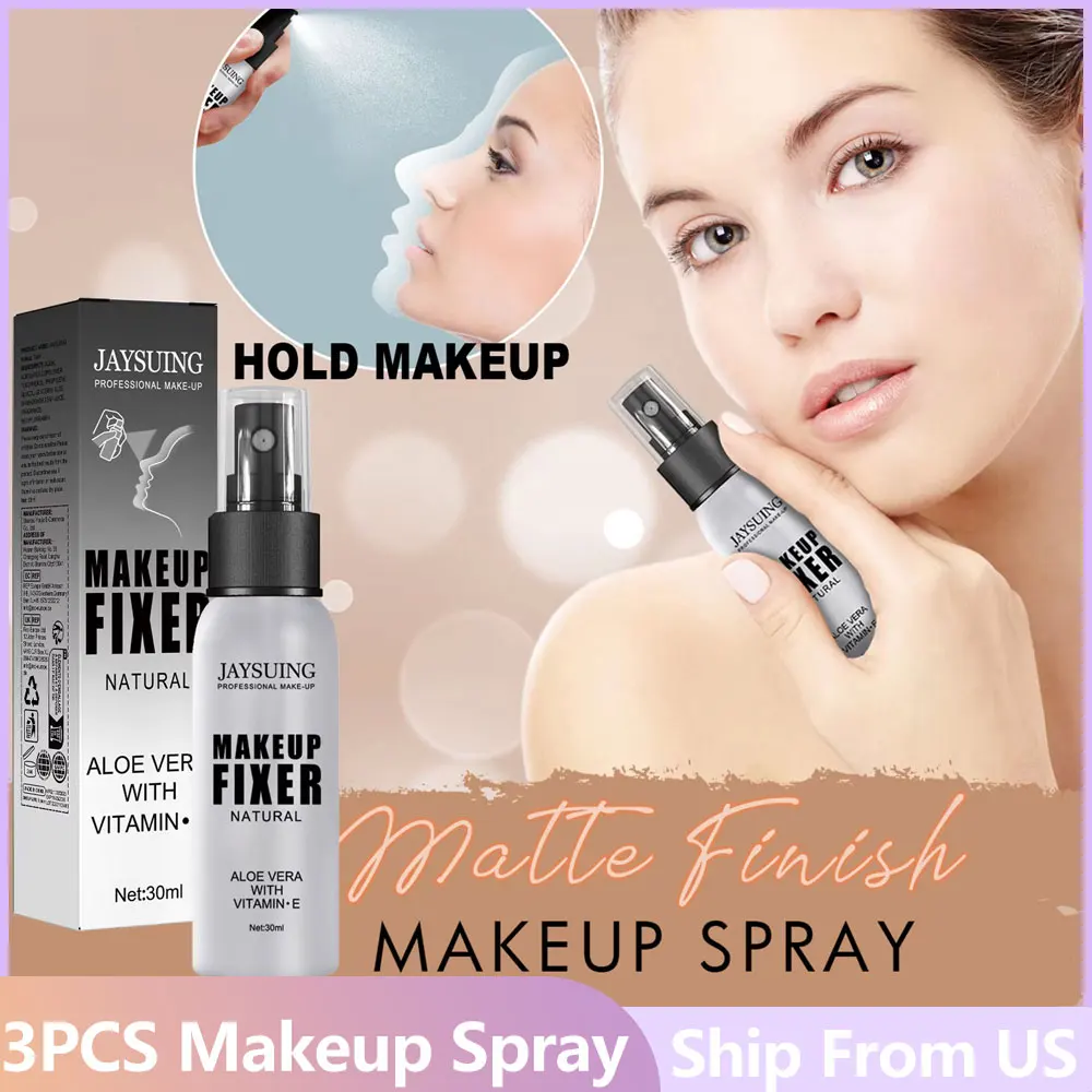 3pcs/set Makeup Setting Spray Long Lasting Sweatproof Oilfree Waterproof Matte Non-sticky Refreshing Quick Fixer Spray Makeup