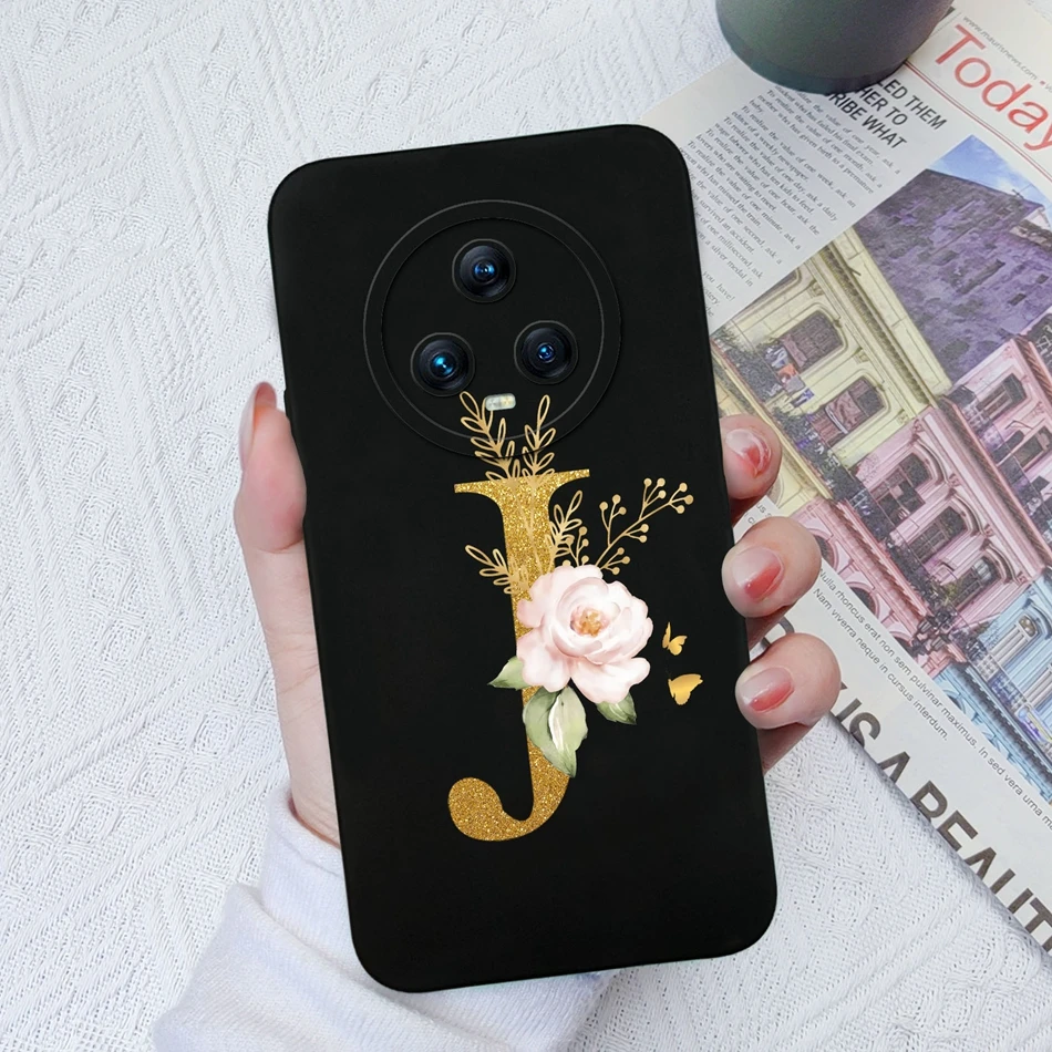 For Honor Magic 5 Pro Case Elegant 26Letter Protective Cover Soft Liquid Silicone Coque For Huawei Honor Magic5 Pro Phone Cases