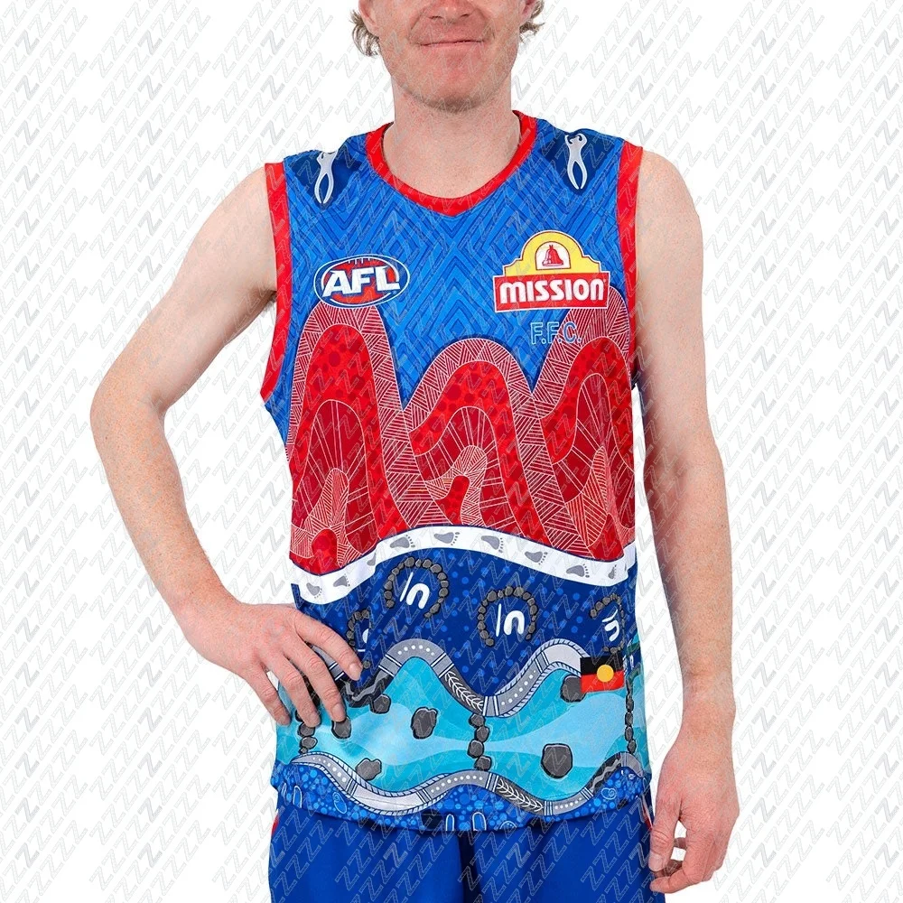 New Australian Style Rugby Jerseys, Western Bulldog Indigenous Training Jerseys, Youth Training Sportswear, Sports Vests