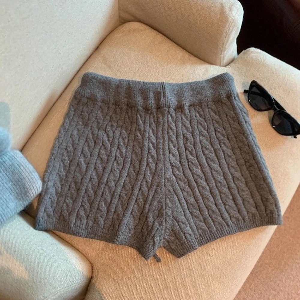 Neue Damen-Strickshorts, vielseitige Strickshorts, lockere, weit geschnittene, lässige Minishorts für Damen – Detail 18