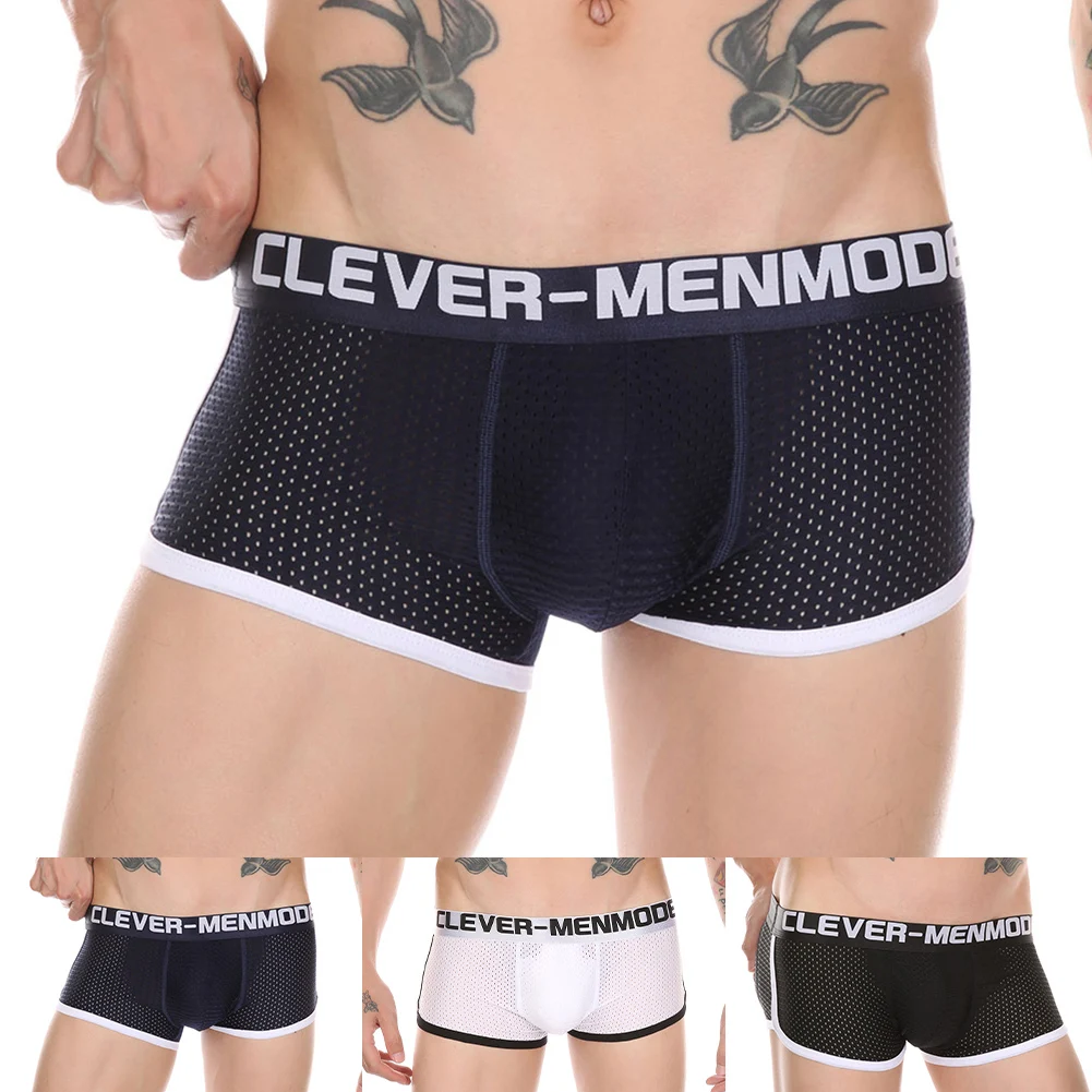 Men Underwear Boxers Padded Enhancing Removable Front Bottom Breat Panties Breathable Pouch Bulge Underpants Male Trunks