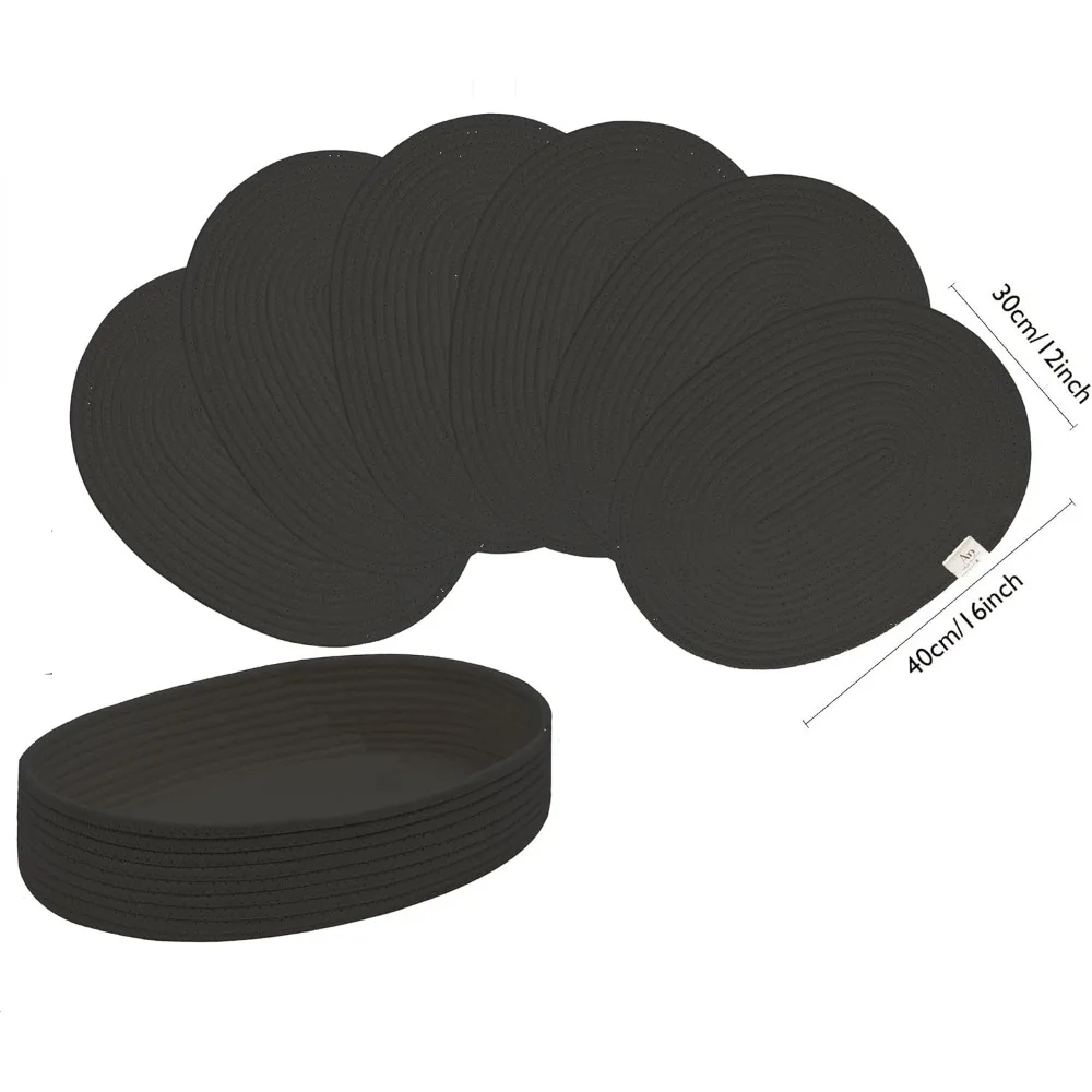 Набор из 6 овальных тканых салфеток в стиле бохо - декор для кухни в фермерском доме, моющиеся коврики для стола ручной работы для столовой