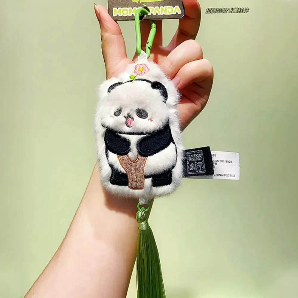 

Tassel Plush Panda Keychain Fragrance Multiple Actions Kawaii Animal Pendant Chinese Style Bamboo Cute Panda Keyring