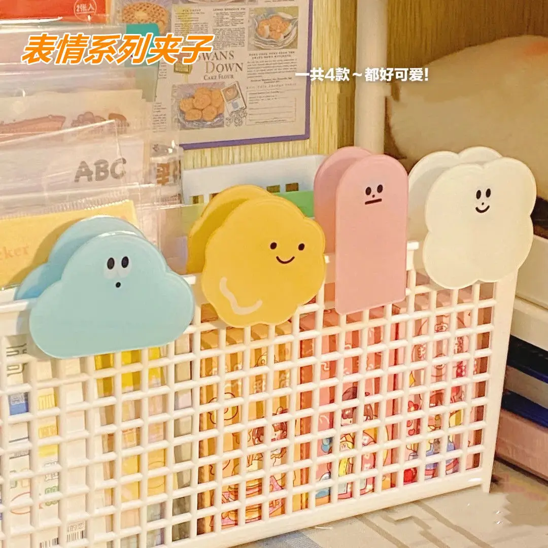 

4pc/set Ins Cartoons Paper Clip Stationery Student Fixed Data Arrangement Study Binder Clips Cute Acrylic PP Clip