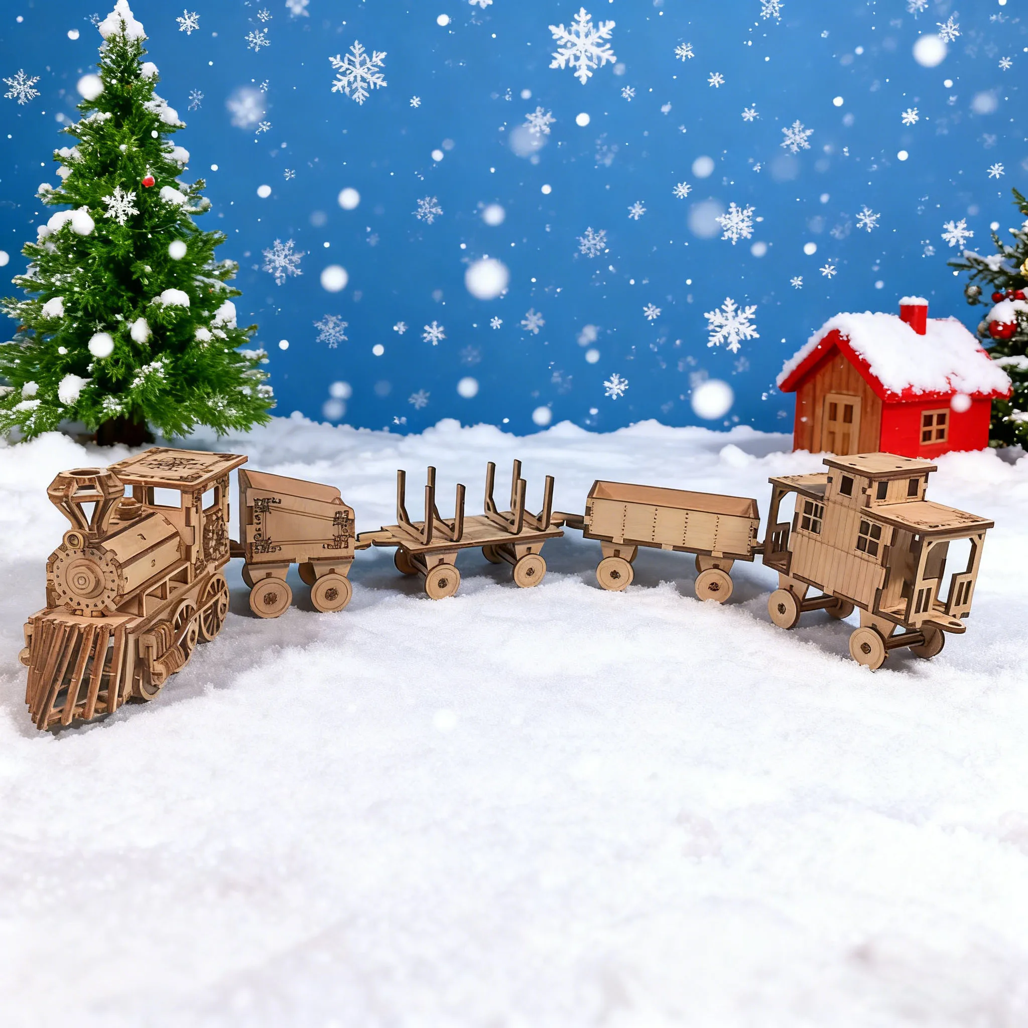 

Деревянный 3D-конструктор «Рождественский поезд», набор для сборки из нетоксичного дерева, креативное праздничное украшение, подарок