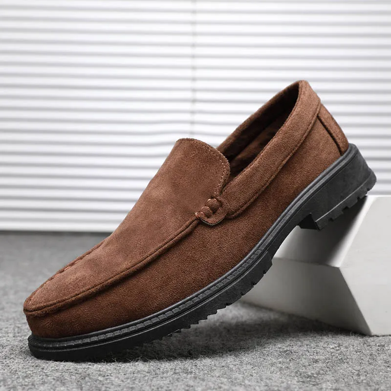 Business Casual Men's Loafers Comfortable Soft Suede Leather Shoes Man Slip On Shoes Non-slip Driving Shoes For Men Moccasins