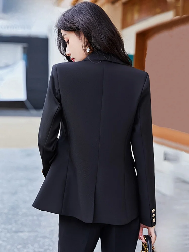 Elegant Black Suit Jacket Women's Autumn Winter New Style Professional Set High-End Feel Small Ladies' Western Clothes