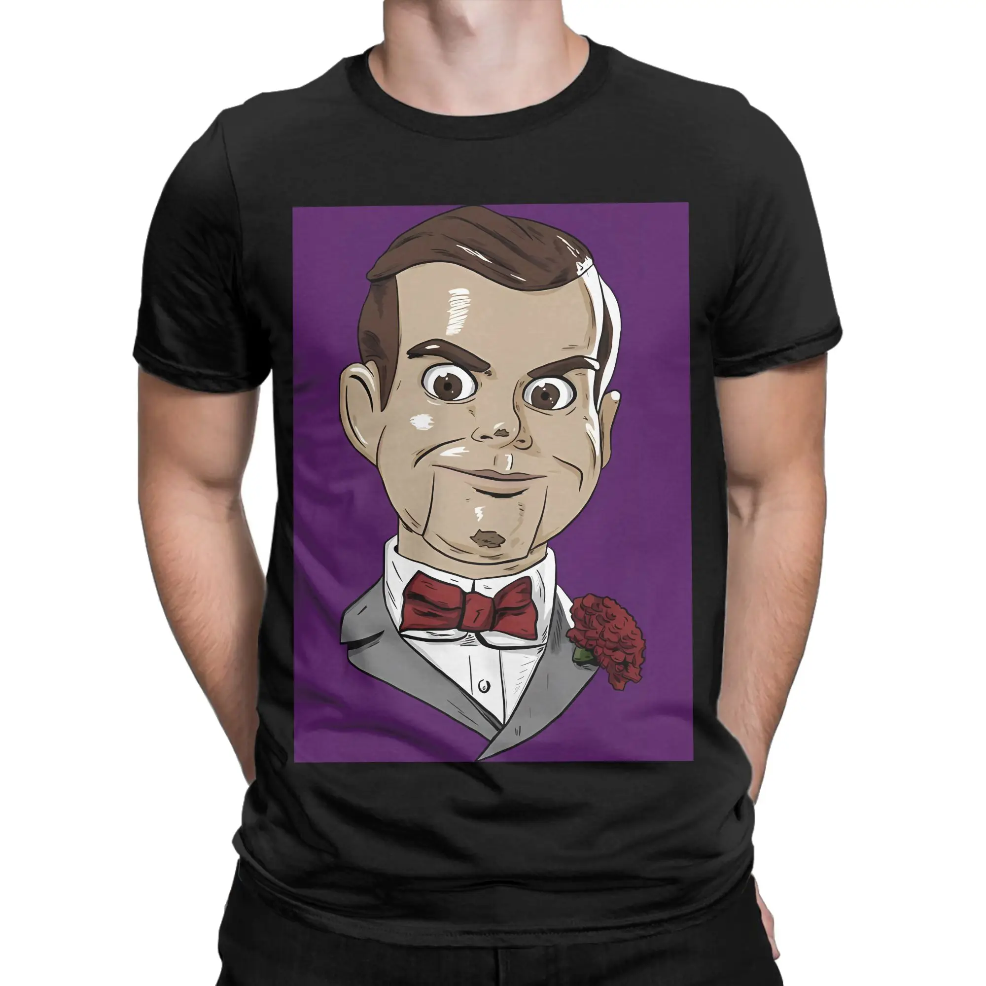 Slappy The Dummy purple Novelty 100% Cotton T-Shirt Goosebumps Tops Tees For Men
