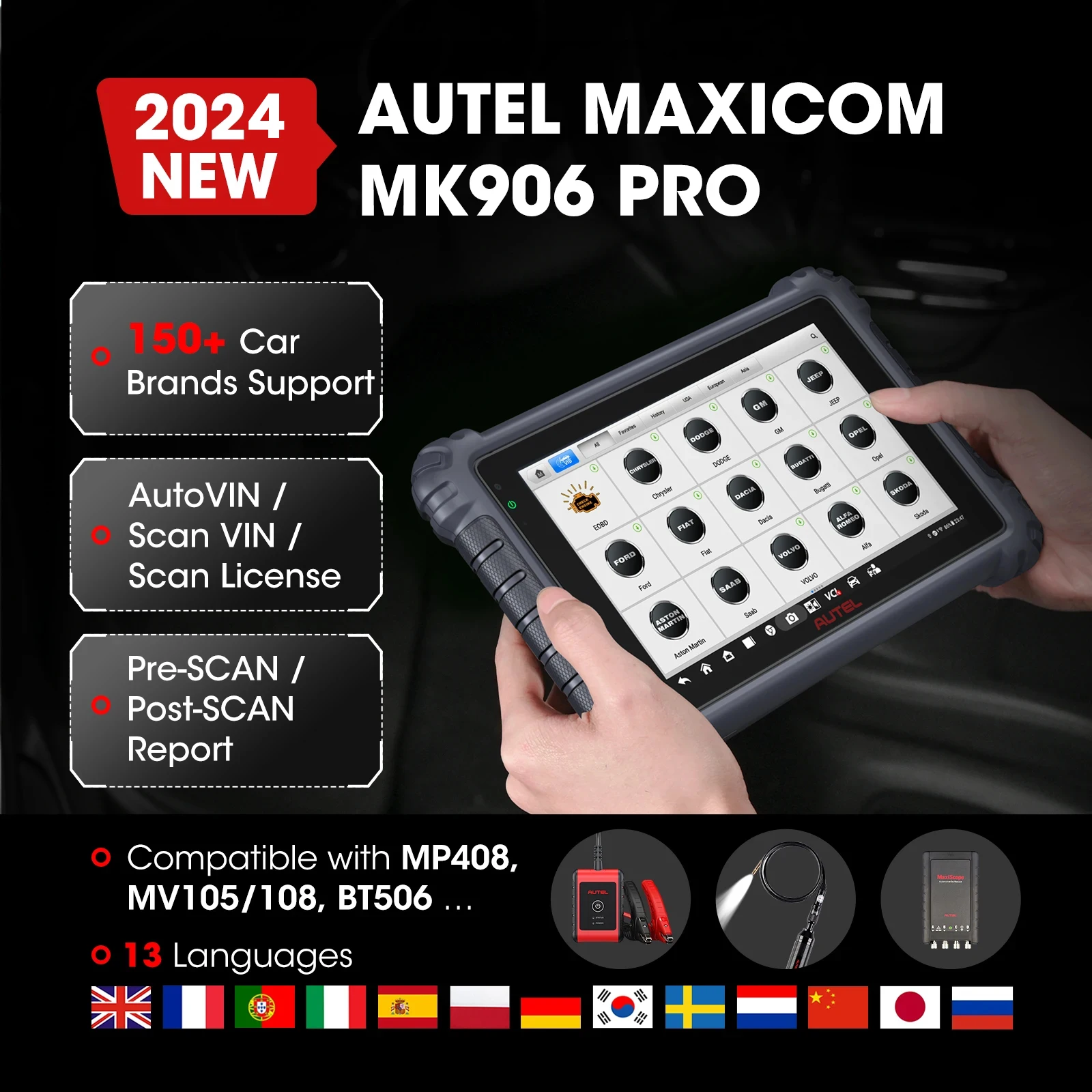 2026 Autel MaxiCOM MK906PRO MK906 Pro Diagnose-Scanner ECU-Codierung Diagnosewerkzeuge OBD2-Scanner Aktualisiertes MK906BT MS906 – Detail 2