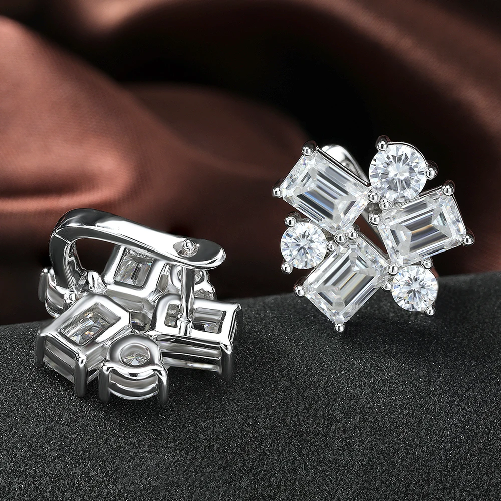 8.2cttw Baguette and Round Moi - đánh giá và giá Cluster Stud Ear