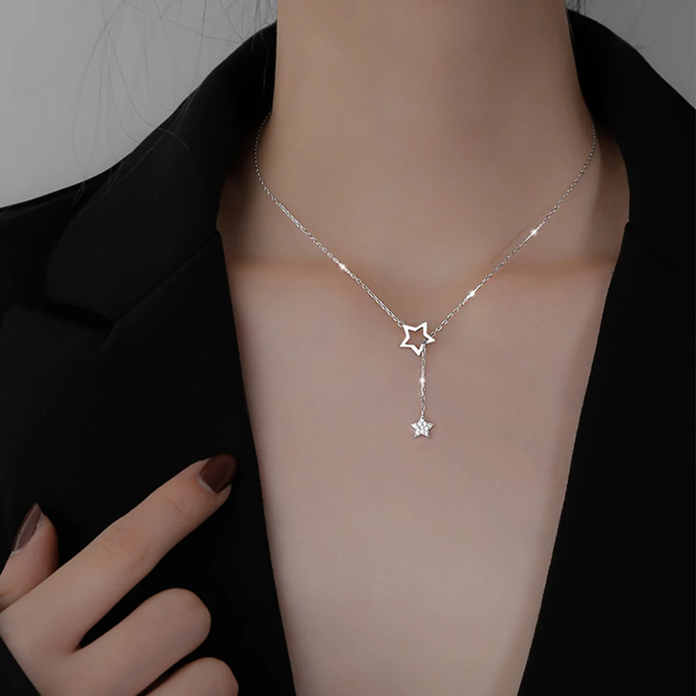 مجوهرات نسائية اكسسوارات مزاجه موضة بسيطة سحر دلاية شكل نجمة Chocker ستار قلادة سلسلة الترقوة