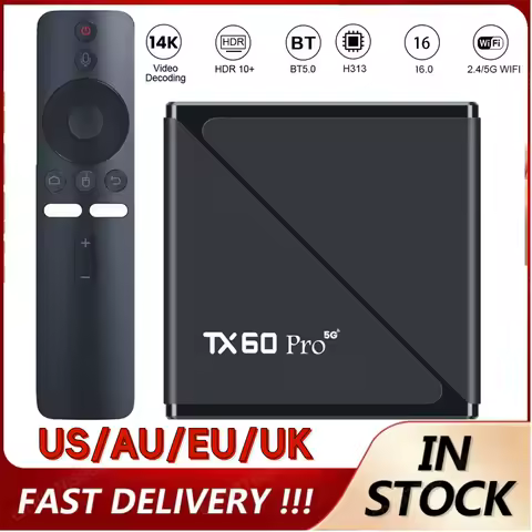 2025 Smart TV Box Android 16 TV Box 14K 2.4G/5G Dual WiFi Set Top Box WiFi6 Media Player Set AU/UK/US/EU Remote Android Box