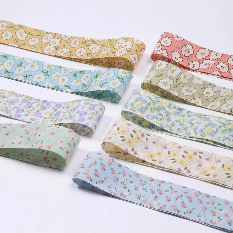 5yards Elegant Pastoral Flower Printed Ribbon for Clothing Sewing Supplies DIY Hair Bows Gift Wrapping Craft Accessories