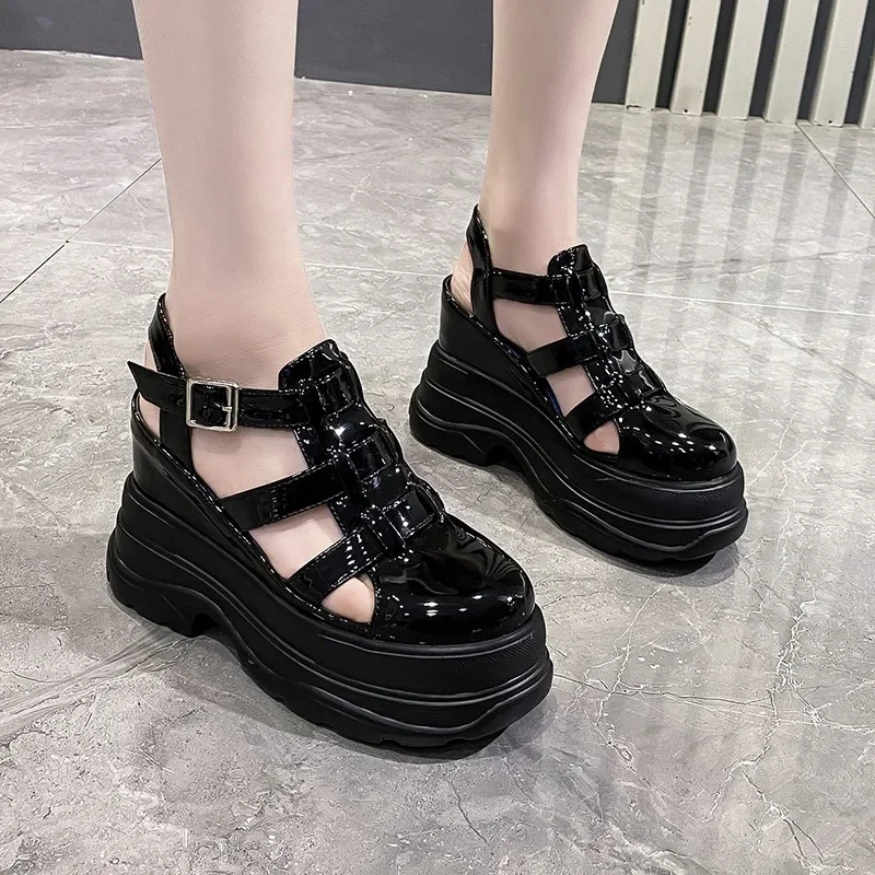 11CM High Platform Sandals New Summer Hidden Heel Casual Mules Shoes Female Outside Beach Slipper Breathable Chunky Sneakers