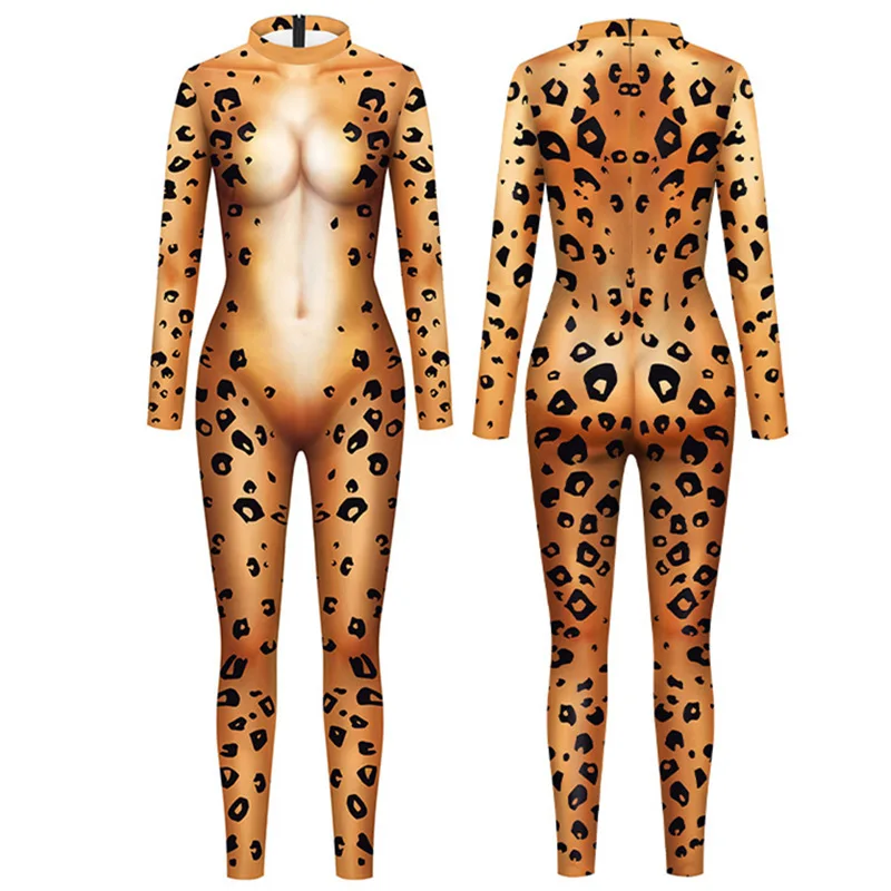 Tierkostüm Schlangen-, Tiger-, Fuchskostüm für Damen, Zentai-Anzüge, Halloween-Party-Bodysuits, Lustiger Enger Jumpsuit für Erwachsene Männer – Detail 3