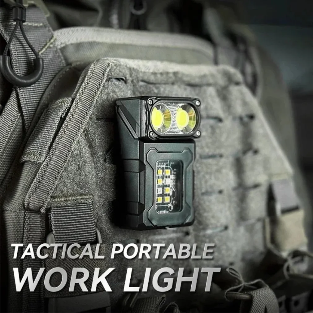 Luz de trabalho portátil tática ferramenta edc mini led acampamento ao ar livre caminhadas ferramentas molle 25mm mochila cinta clipe usb recarregável