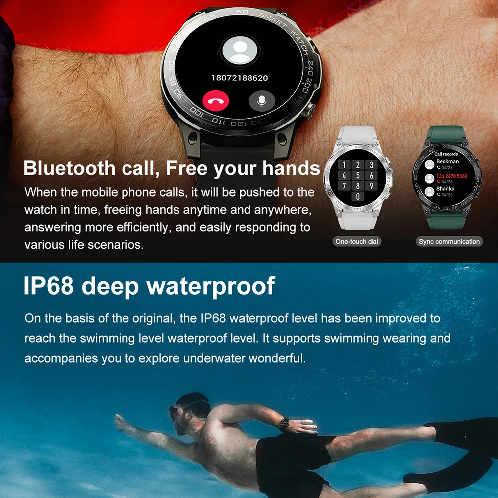 Originale AMOLED Men Smartwatch Bluetooth Call GPS Tracker Fitness IP68 impermeabile Sport Smart Watch per Xiaomi IOS Android 2023