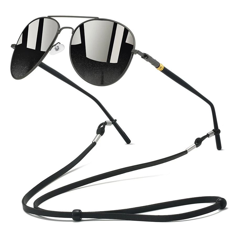 أزياء خمر النظارات الشمسية المعدنية UV400 مع سلسلة للرجال والنساء العلامة التجارية الفاخرة مصمم ريترو ستايل لصيد الأسماك والقيادة #5