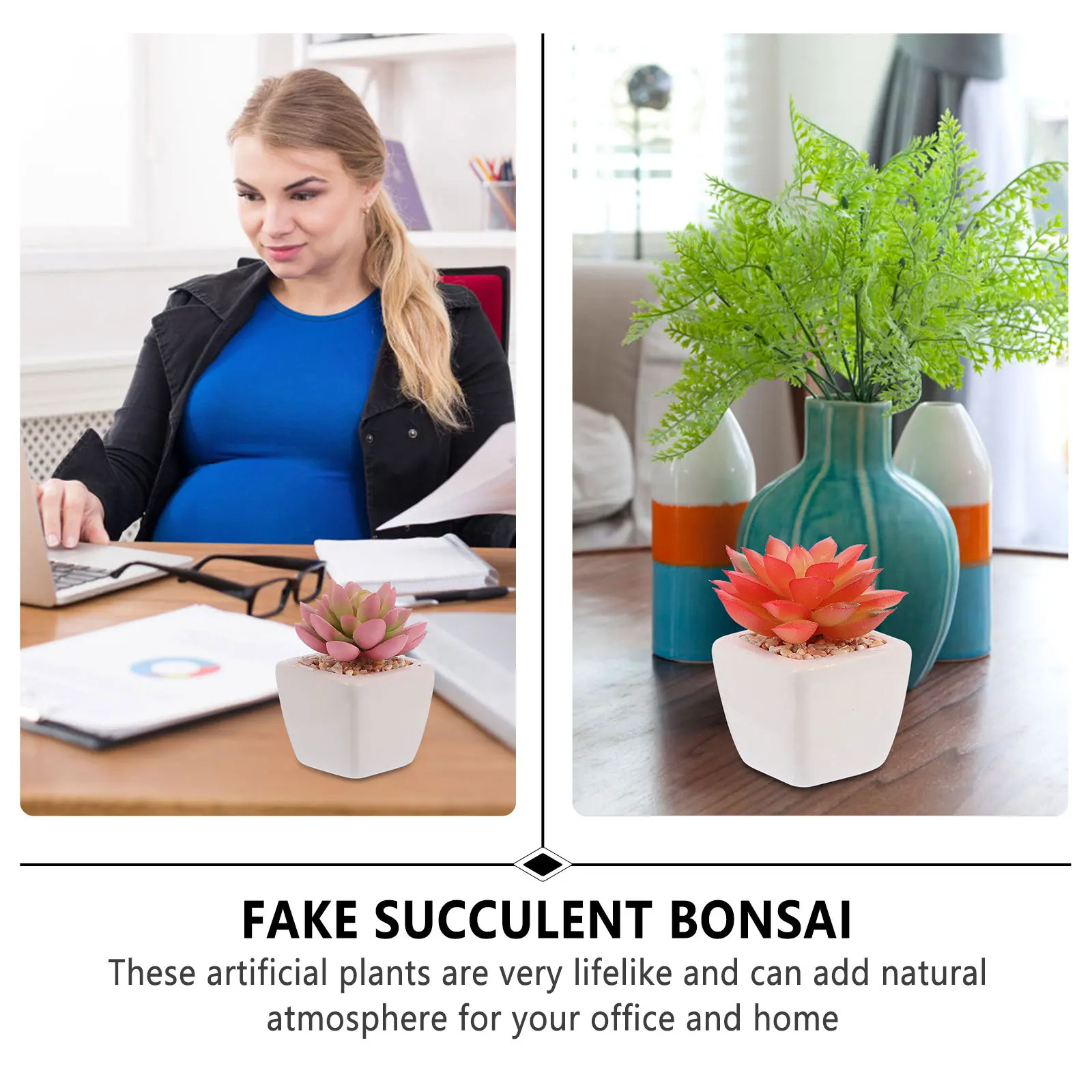 

6 Pcs Home Decor Bonsai Plant Artificial Mini Succulents Plants Fake Potted Lifelike