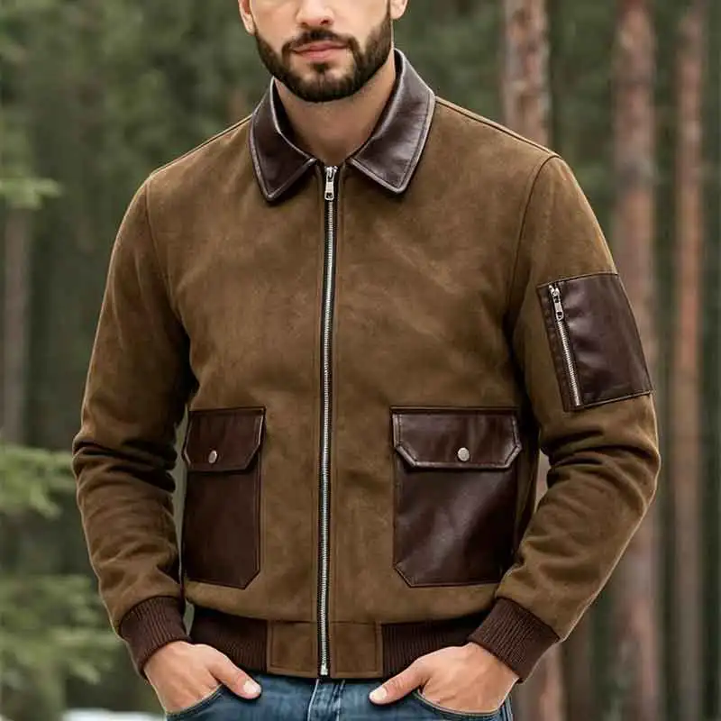 Vintage Turn-down Collar Men Jackets Casual Comfortable Zipper Male Clothes Outdoor All-match Outerwear 2026 Autumn New Style