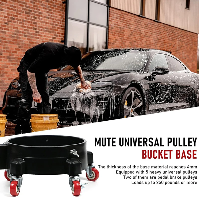 Rolling Bucket Dolly 360° Swivel Bucket Roller Removable Truck With Wheels Storage Tray Heavy Duty Car Wash Tools Accessories