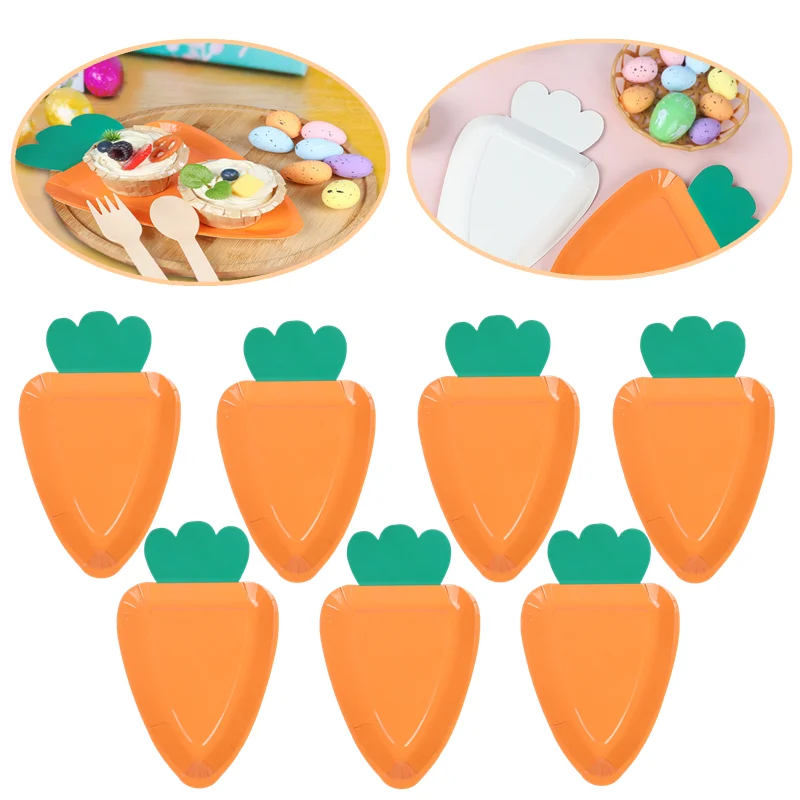 

Happy Easter Decoration Cartoon Carrot Paper Plate Festival Party Sweet Tray Easter Birthday Party Favor Home Table Decor Supply