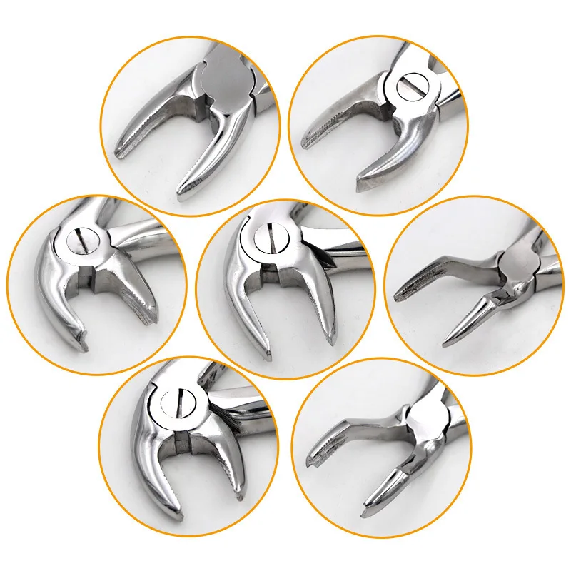 7 Piece Dental Forceps Kit Stainless Steel Tooth Extractor Adult Child Micro Invasive Tools