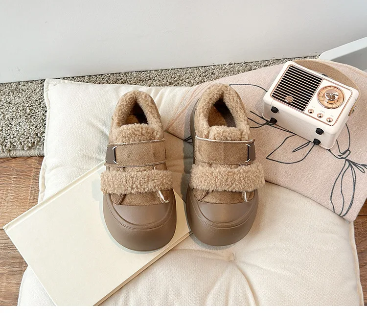 2026 Winter Neue Kinderschuhe Mädchen Koreanischer Stil Lammwolle Mädchen Baumwollschuhe Verdickte Samt-Warme Anti-Kick Fell-Schuhe – Detail 13
