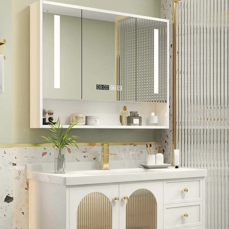 Modern Multifunction Bathroom Vanities Shelves Storage Sink Open Bathroom Vanities Simple Design Home Furniture Gabinetti LLBC image 2