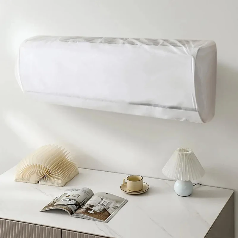 Cubierta antipolvo Universal para aire acondicionado todo incluido, funda protectora de aire acondicionado montada en la pared elástica blanca de PVC, decoración del hogar
