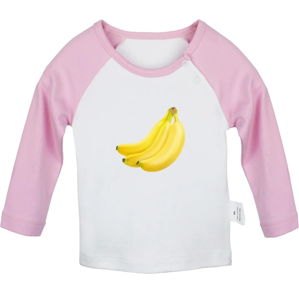 Sweet Fruit Bananas Printed Graphic Cute Baby T-shirts Kids Long Sleeves Tees 0-12M Infant T shirt Boys Girls Tops Clothes