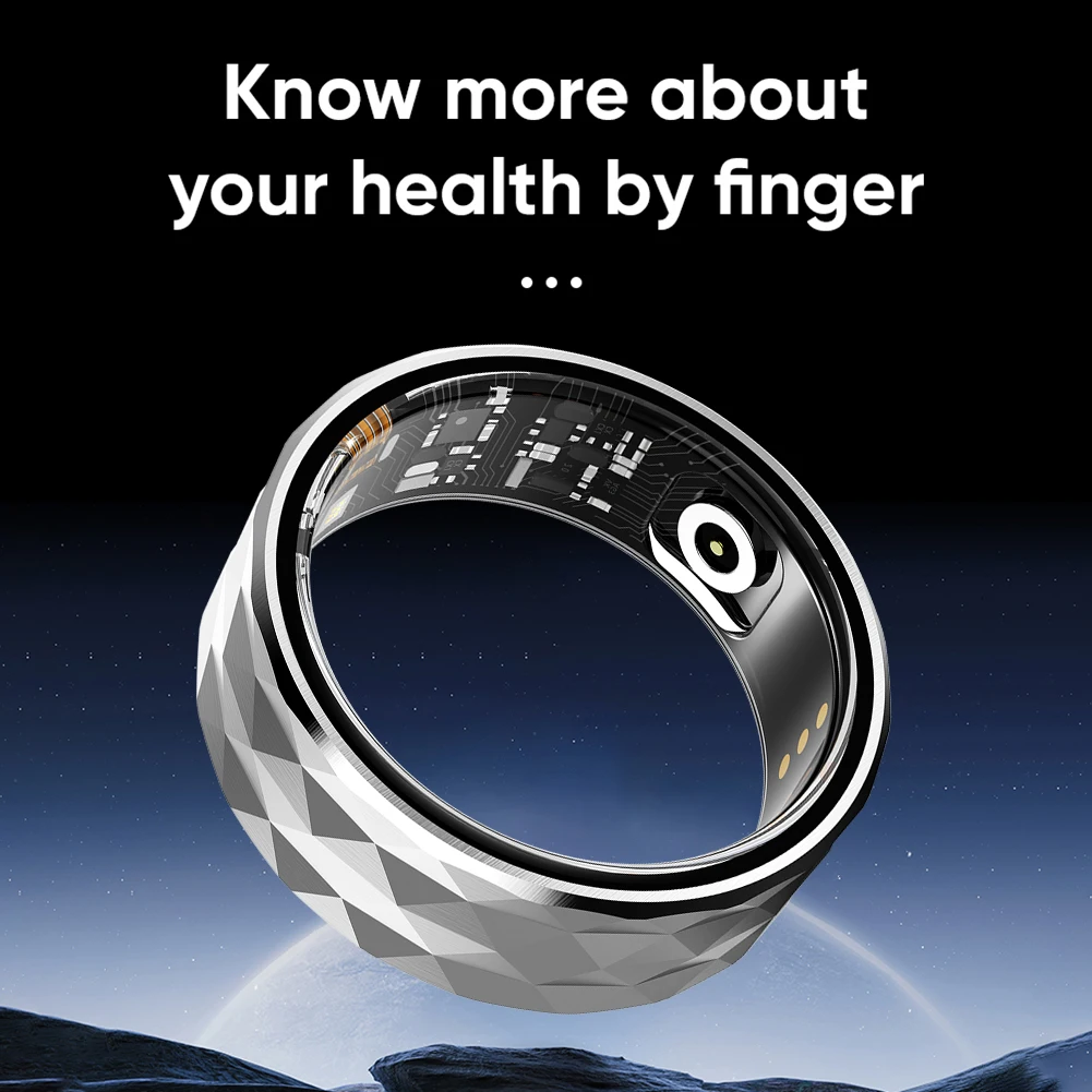 R12M Smart Ring IP68 Waterproof Health Monitor with Blood Oxygen Heart Rate Sleep Tracking for Sports Fitness