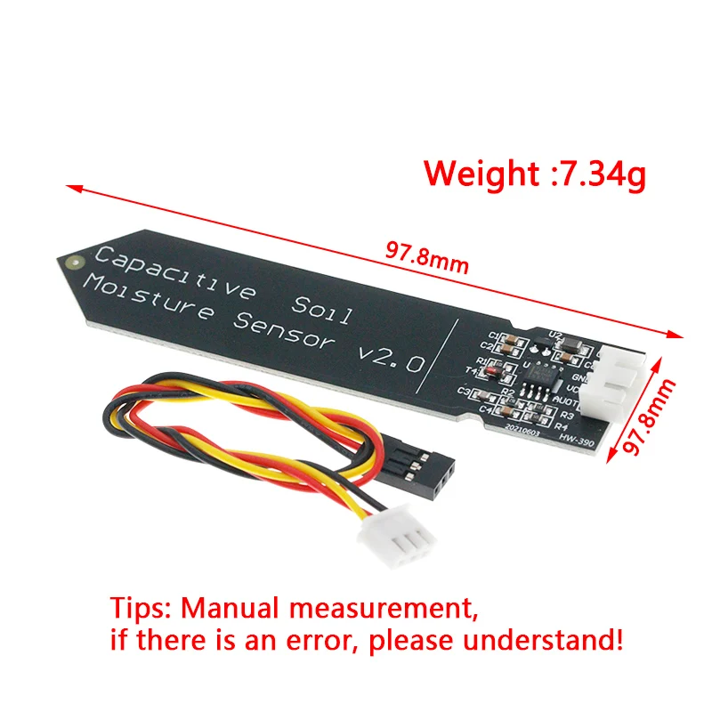 Capacitive Soil Moisture Sensor Module Not Easy to Corrode Wide Voltage Wire 3.3~5.5V Corrosion Resistant W/ Gravity for Arduino