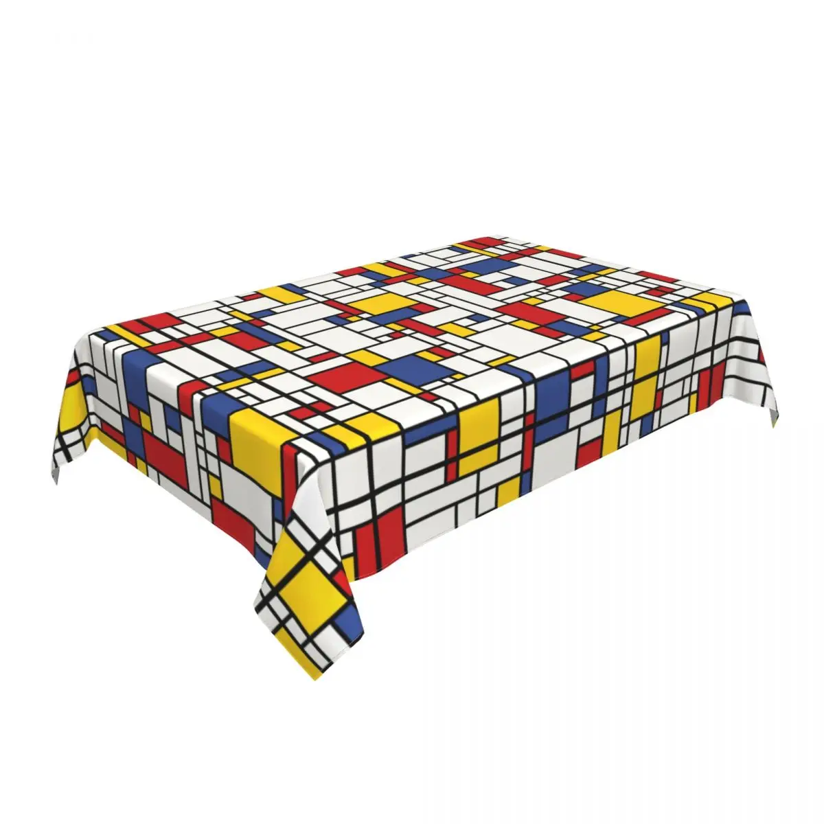 Piet Mondrian Abstract Pop Art Red Blue Yellow Rectangles Tablecloth Rectangular Geometric Modern Table Cloth Cover for Banquet