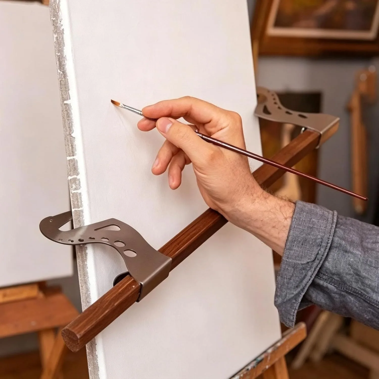 Support de peinture mural robuste en bois pour artiste, avec repose-poignet stabilisateur pour peinture à l'huile et dessin