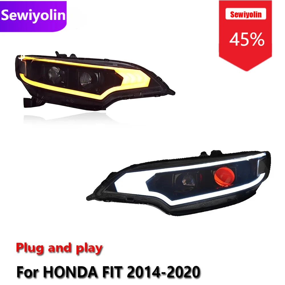 

Car DRL LED Headlight Assemblies For HONDA FIT 2014-2020 Fog DRL Brake Turn Signal Lamp Plug And Play