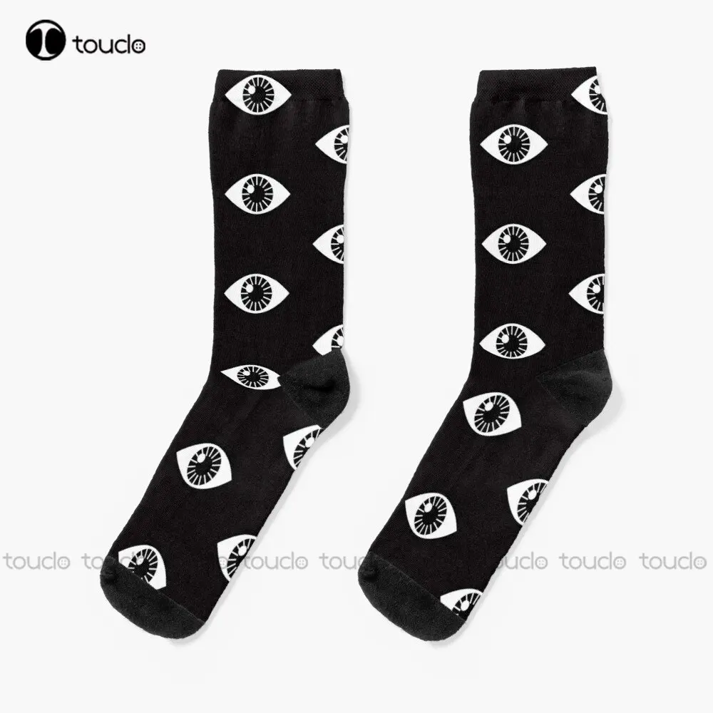 

Eyes Wide Open - On Black Socks Christmas Socks Personalized Custom Unisex Adult Teen Youth Socks Custom Gift Streetwear Funny