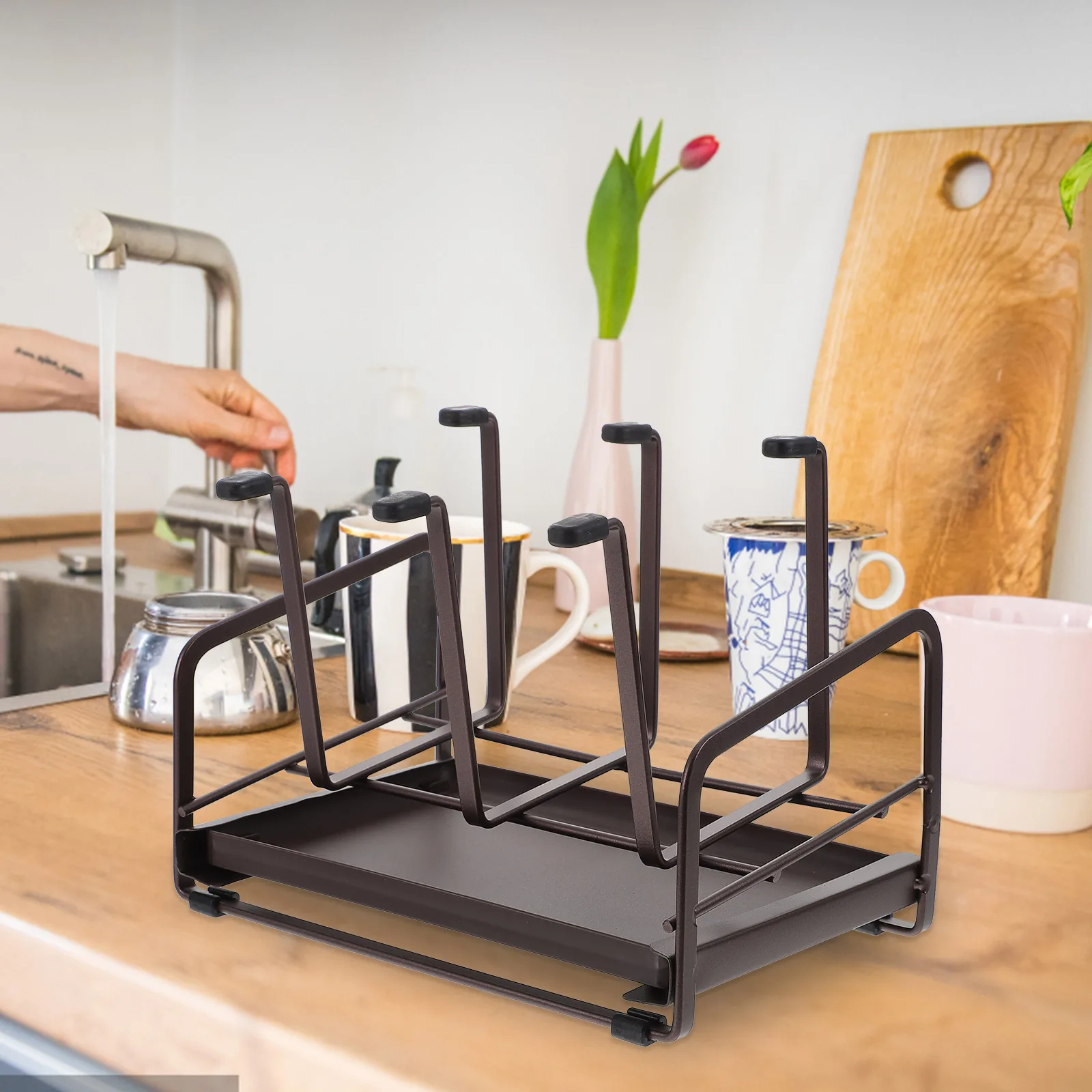 

Cup Holder Kitchen Coffee Hanger Drain Creative Mug Stand Iron Rack Tree Storage