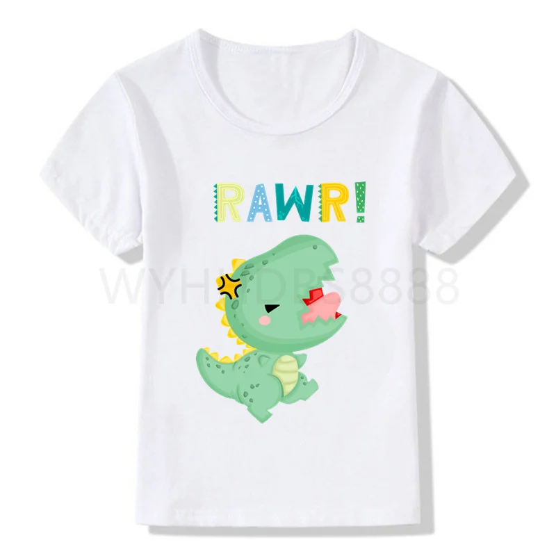 Boys/Girls Cartoon Dinosaur Print T Shirt Kids Cute Birthday Gift Number Clothes Baby Dino Cartoon T-shirt